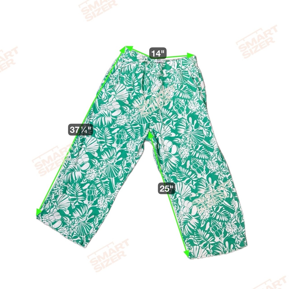Nicole Miller Womens Large Green‎ White Tropical Linen Lounge Set Resort - Picture 6 of 9